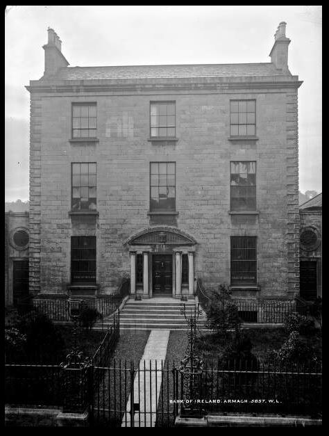 A photo of the Armagh Bank of Ireland branch dated from 1920.