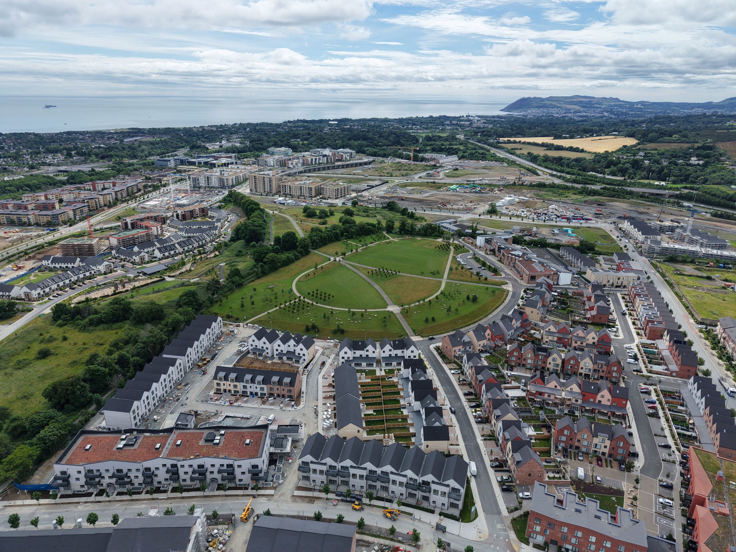 Aerial view of the Cherrywood development in Dublin, where Bank of Ireland is supporting the construction of more than 650 new homes by Evara.