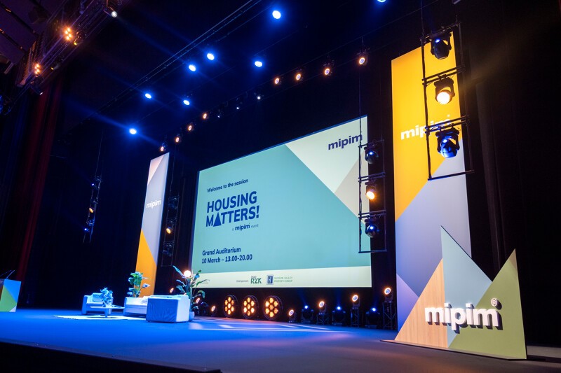 An image of the stage setup at MIPIM.