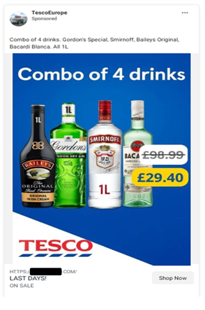 An example of a Tesco scam advert.