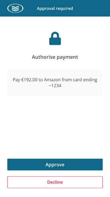 Authorise payment screen prompting you to approve or decline a payment.