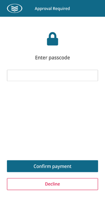 Enter passcode screen prompting you to enter your passcode to confirm the payment.