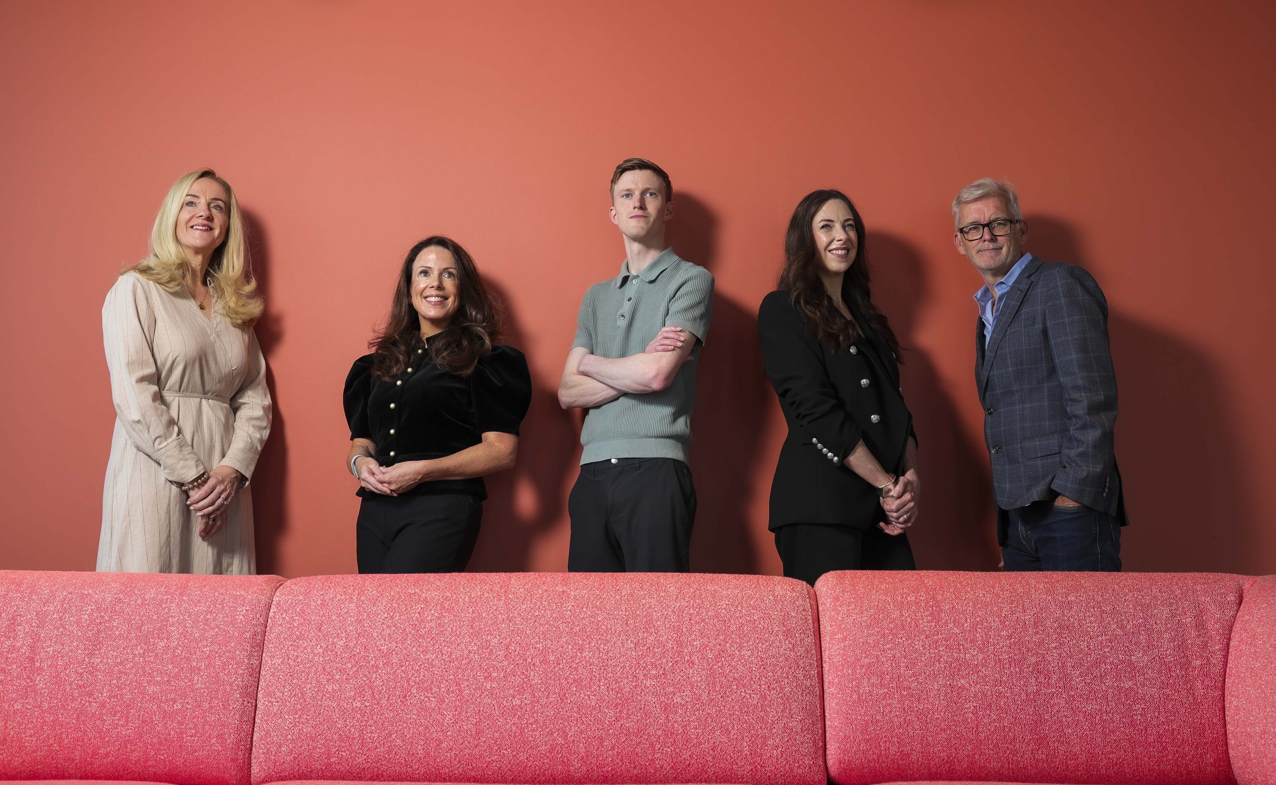 L-R: Laura Lynch, Group Chief Marketing Officer, Bank of Ireland; Vanessa Hartley, Head of Google Ireland; Alex Buckley, Business Development Administrator, McNally Family Farm; Karen Stolberg, Vice President, Google Customer Solutions, UK & Ireland; and Derek McDermott, Director of Everyday Lending, Bank of Ireland, pictured at the announcement of a new partnership between Bank of Ireland and Google to provide up to 10,000 fully funded Google AI Professional Certificate scholarships to Bank of Ireland SME customers through the new SME AI Academy on ThinkBusiness.ie. McNally Family Farm is one of the Irish SMEs featured as a case study in the new SME AI Academy.